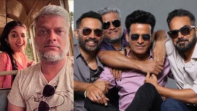 Suman Kumar with Keerthy Suresh, Manoj Bajpayee, Raj & DK. Suman Kumar with Keerthy Suresh, Manoj Bajpayee, Raj & DK.