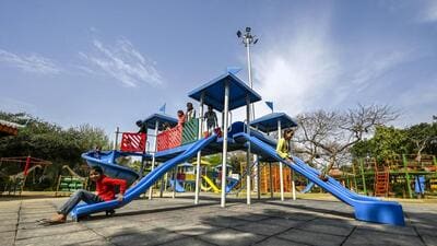 The play equipment to be added to the park are themed around insects, and include spider rope climbers, caterpillar balance beams, grass hopper climbers, etc which were developed for installation at a children’s park in Rohini. (Hindustan Times) The play equipment to be added to the park are themed around insects, and include spider rope climbers, caterpillar balance beams, grass hopper climbers, etc which were developed for installation at a children’s park in Rohini. (Hindustan Times)