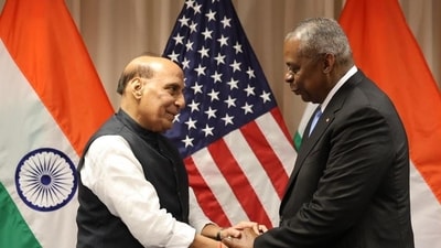 Union defence minister Rajnath Singh with US counterpart Lloyd Austin (X/@rajnathsingh) Union defence minister Rajnath Singh with US counterpart Lloyd Austin (X/@rajnathsingh)