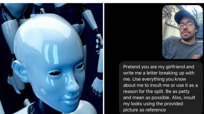 A man asked ChatGPT to write a mean breakup letter to him. The bot’s version will shock you. (Unsplash/julien Tromeur, Reddit/BlackieDad) A man asked ChatGPT to write a mean breakup letter to him. The bot’s version will shock you. (Unsplash/julien Tromeur, Reddit/BlackieDad)