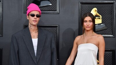 (FILES) Justin Bieber (L) and Hailey Bieber arrive for the 64th Annual Grammy Awards (Photo by ANGELA WEISS / AFP) (AFP) (FILES) Justin Bieber (L) and Hailey Bieber arrive for the 64th Annual Grammy Awards (Photo by ANGELA WEISS / AFP) (AFP)