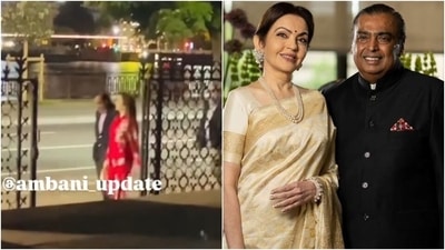 Nita Ambani and Mukesh Ambani enjoy a quiet night stroll in Switzerland. (Instagram) Nita Ambani and Mukesh Ambani enjoy a quiet night stroll in Switzerland. (Instagram)