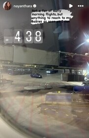 A screen grab of Nayanthara's Instagram stories. A screen grab of Nayanthara's Instagram stories.