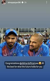 Shreyas Iyer's wish for Shikhar Dhawan (Instagram) Shreyas Iyer's wish for Shikhar Dhawan (Instagram)