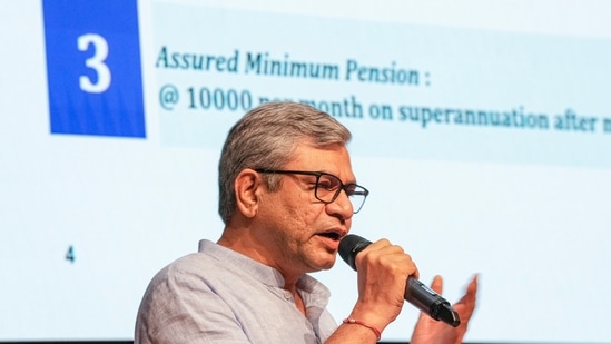 Union Minister Ashwini Vaishnaw briefs the media on Unified Pension Scheme in New Delhi. (PTI)