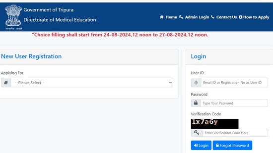 Tripura NEET UG Counselling 2024: Round 1 choice filling has stared at at dmeonline.tripura.gov.in, Apply via direct link.