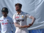 Shaheen Afridi's special celebration during Test against Bangladesh Shaheen Afridi's special celebration during Test against Bangladesh