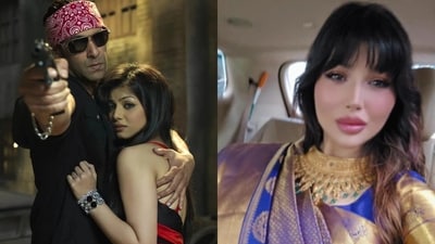 Ayesha Takia in a still from Wanted (2009); Ayesha Takia now Ayesha Takia in a still from Wanted (2009); Ayesha Takia now