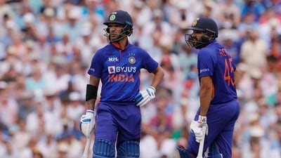 India's Shikhar Dhawan and Rohit Sharma during an ODI in 2022 (Action Images via Reuters)