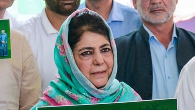 Srinagar: Peoples Democratic Party (PDP) President Mehbooba Mufti during the release of the party's election manifesto ahead of the state assembly elections, in Srinagar, Saturday, Aug. 24, 2024. (PTI Photo) Srinagar: Peoples Democratic Party (PDP) President Mehbooba Mufti during the release of the party's election manifesto ahead of the state assembly elections, in Srinagar, Saturday, Aug. 24, 2024. (PTI Photo)