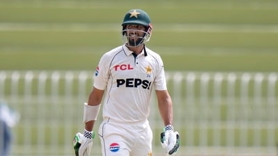 Pakistan's Shan Masood reacts after his dismissal during the fifth day of first cricket test match between Pakistan and Bangladesh, in Rawalpindi, Pakistan, Sunday (AP) Pakistan's Shan Masood reacts after his dismissal during the fifth day of first cricket test match between Pakistan and Bangladesh, in Rawalpindi, Pakistan, Sunday (AP)