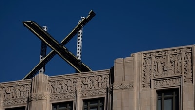 'X' logo is seen on the top of the headquarters of the messaging platform X, formerly known as Twitter, in downtown San Francisco, California, U.S., July 30, 2023. (Carlos Barria/Reuters)