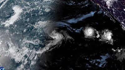 This satellite image provided by the National Oceanic and Atmospheric Administration (NOAA) shows Tropical Storm Hone and Hurricane Gilma located southeast of Hawaii. Hawaii on high alert: Hurricane Hone approaches, here’s how it could impact your travel plans (NOAA via AP) This satellite image provided by the National Oceanic and Atmospheric Administration (NOAA) shows Tropical Storm Hone and Hurricane Gilma located southeast of Hawaii. Hawaii on high alert: Hurricane Hone approaches, here’s how it could impact your travel plans (NOAA via AP)