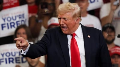 Former US President and 2024 Republican presidential candidate Donald Trump arrives to speak during a campaign rally at the Georgia State University Convocation Center in Atlanta, Georgia, on August 3, 2024. (AFP)