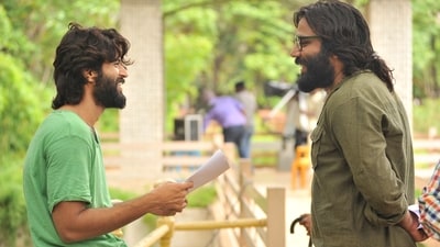 Vijay Deverakonda and Sandeep Reddy Vanga on the sets of Arjun Reddy.