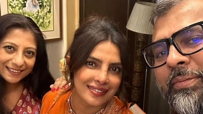 For the second outing, Priyanka opted for an orange salwar kameez. Several pictures from the festivities emerged on social media. For the second outing, Priyanka opted for an orange salwar kameez. Several pictures from the festivities emerged on social media.