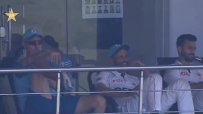Shan Masood spotted smiling during Pakistan's shambolic batting show in the second innings Shan Masood spotted smiling during Pakistan's shambolic batting show in the second innings