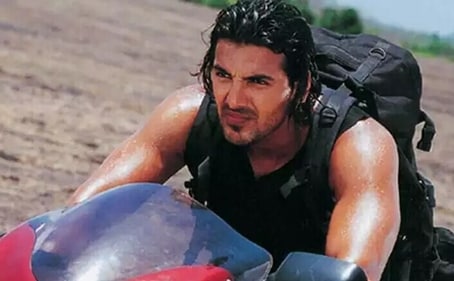 John Abraham in a still from Dhoom John Abraham in a still from Dhoom