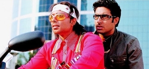 Uday Chopra and Abhishek in a still from Dhoom. Uday Chopra and Abhishek in a still from Dhoom.