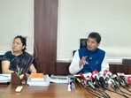 School education minister Deepak Kesarkar with AS Kundan, principal secretary, school education. HT Photo School education minister Deepak Kesarkar with AS Kundan, principal secretary, school education. HT Photo