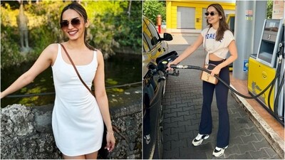 Manushi Chillar’s holiday looks are pure wardrobe goals. She stuns in a white mini dress in one outfit and nails a crop top with denim in another. Accessorised with a sling bag and brown-tinted sunglasses, she effortlessly embodies holiday chic. (Instagram/@manushi_chhillar) Manushi Chillar’s holiday looks are pure wardrobe goals. She stuns in a white mini dress in one outfit and nails a crop top with denim in another. Accessorised with a sling bag and brown-tinted sunglasses, she effortlessly embodies holiday chic. (Instagram/@manushi_chhillar)