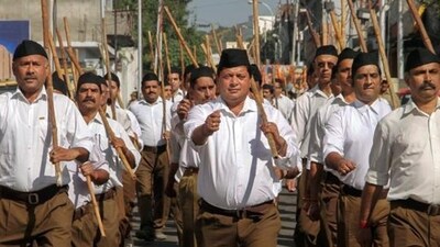 RSS disassociates itself from electoral politics, but its cadre is known to drum up support for BJP on ideological issues. (PTI) (HT_PRINT) RSS disassociates itself from electoral politics, but its cadre is known to drum up support for BJP on ideological issues. (PTI) (HT_PRINT)