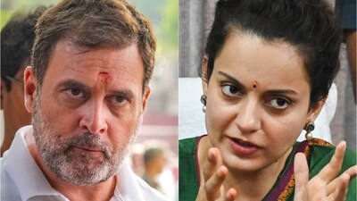 Leader of opposition Rahul Gandhi and Kangana Ranaut Leader of opposition Rahul Gandhi and Kangana Ranaut
