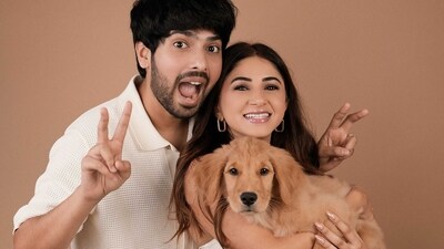 Armaan Malik and fiancé Aashna Shroff with their dog Tofu