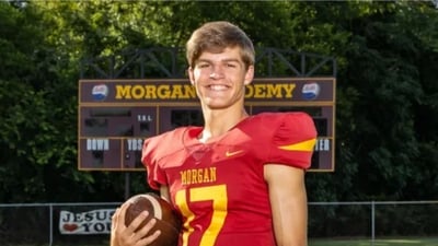 Alabama quarterback Caden Tellier, 16, tragically died after suffering a head injury a game on August 23. (GoFundMe) Alabama quarterback Caden Tellier, 16, tragically died after suffering a head injury a game on August 23. (GoFundMe)
