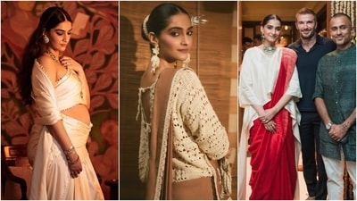 Sonam Kapoor and her sister, Rhea Kapoor, hosted an intimate baby shower for designer Masaba Gupta, who is set to welcome a baby in the coming weeks with her husband, Satyadeep Misra. Sonam wore a saree custom-designed by Masaba to the lowkey celebration. She paired it with a stylish crochet blouse and accessories. Scroll down to check out 5 more instances where Sonam chose a unique blouse to style her nine yards. (Instagram) Sonam Kapoor and her sister, Rhea Kapoor, hosted an intimate baby shower for designer Masaba Gupta, who is set to welcome a baby in the coming weeks with her husband, Satyadeep Misra. Sonam wore a saree custom-designed by Masaba to the lowkey celebration. She paired it with a stylish crochet blouse and accessories. Scroll down to check out 5 more instances where Sonam chose a unique blouse to style her nine yards. (Instagram)