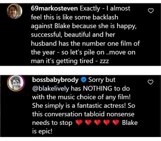 Blake Lively fans were quick to rush to her defence. Blake Lively fans were quick to rush to her defence.