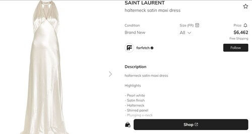 Amy Jackson's satin dress is from Saint Laurent and costs  ₹5.36 lakh. (www.reversible.com)