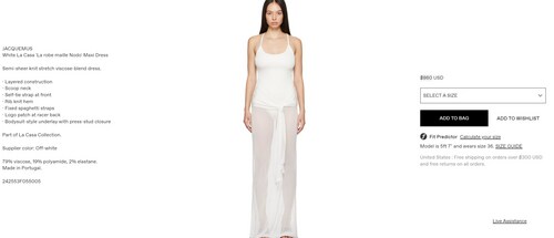 Her sheer gown for pre-wedding festivities is from Jacquemus and comes with a price tag of  ₹71,500. (www.ssense.com)