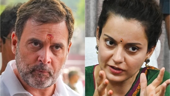 Leader of opposition Rahul Gandhi and Kangana Ranaut