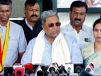 Karnataka Chief Minister Siddaramaiah addresses the media on Monday.