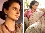 Kangana Ranaut donned exquisite saree and traditional jewellery for her movie promotions. Kangana Ranaut donned exquisite saree and traditional jewellery for her movie promotions.