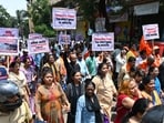 Visuals from protest rally demanding justice in the Badlapur sexual assault case (Photo by Raju Shinde/HT Photo)