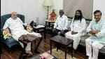 Former Jharkhand CM Champai Soren with Amit Shah in New Delhi August 30. (ANI)