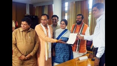 BJP leader Kiran Choudhry receives her victory certificate in presence of Haryana CM Nayab Singh Saini, and others on Tuesday. (ANI)