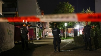 Police tape is set up following an incident in which several individuals were killed on Friday night when a man randomly stabbed passers-by with a knife at a city festival, in Solingen, Germany, August 24, 2024. (Reuters)