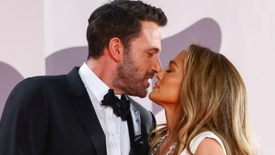 FILE - Jennifer Lopez, right, and Ben Affleck kiss at the premiere of the film "The Last Duel" during the Venice Film Festival in Venice, Italy, on Sept. 10, 2021. (Photo by Joel C Ryan/Invision/AP, File) (Joel C Ryan/Invision/AP) FILE - Jennifer Lopez, right, and Ben Affleck kiss at the premiere of the film "The Last Duel" during the Venice Film Festival in Venice, Italy, on Sept. 10, 2021. (Photo by Joel C Ryan/Invision/AP, File) (Joel C Ryan/Invision/AP)