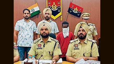 One of the accused in Ludhiana police custody on Tuesday. (HT Photo) One of the accused in Ludhiana police custody on Tuesday. (HT Photo)