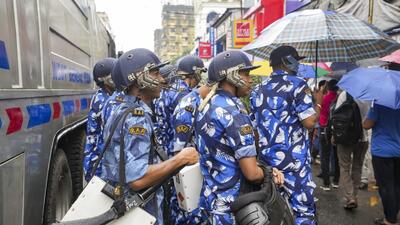 Rapid Action Force deployed to stop the march to Nabanna. (PTI) Rapid Action Force deployed to stop the march to Nabanna. (PTI)