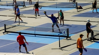 People practice pickleball on the courts of CityPickle at Central Park's Wollman Rink, Saturday, Aug. 24, 2024, in New York. (AP Photo/Eduardo Munoz Alvarez) (AP) People practice pickleball on the courts of CityPickle at Central Park's Wollman Rink, Saturday, Aug. 24, 2024, in New York. (AP Photo/Eduardo Munoz Alvarez) (AP)