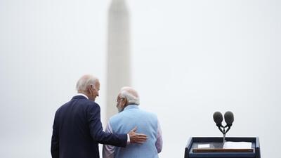 US President Joe Biden with Prime Minister Narendra Modi in Washington on 22 June 2023. (AP File Photo) US President Joe Biden with Prime Minister Narendra Modi in Washington on 22 June 2023. (AP File Photo)