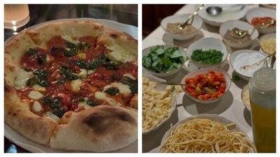 Of course the baby shower featured comfort food at its best – from pizza to a pasta station with lots of choices of toppings. Of course the baby shower featured comfort food at its best – from pizza to a pasta station with lots of choices of toppings.
