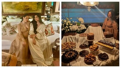 Pastry chef Pooja Dhingra, also a close friend of the mommy-to-be, was one of the co-hosts of Masaba's baby shower. The theme was 'biscuit and caramel' and of course the party menu included all kinds of dessert. Pastry chef Pooja Dhingra, also a close friend of the mommy-to-be, was one of the co-hosts of Masaba's baby shower. The theme was 'biscuit and caramel' and of course the party menu included all kinds of dessert.