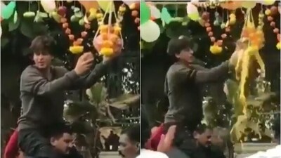 Shah Rukh Khan during Janmashtami celebrations in 2019. Shah Rukh Khan during Janmashtami celebrations in 2019.