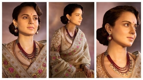 The ensemble stands out because of the unique splash of rich colours in the neutral beige. (Instagram/@kanganaranaut)