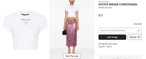 Tamannaah's white crop top is from the brand ROTATE Birger Christensen and costs ₹6k. (www.farfetch.com) Tamannaah's white crop top is from the brand ROTATE Birger Christensen and costs ₹6k. (www.farfetch.com)